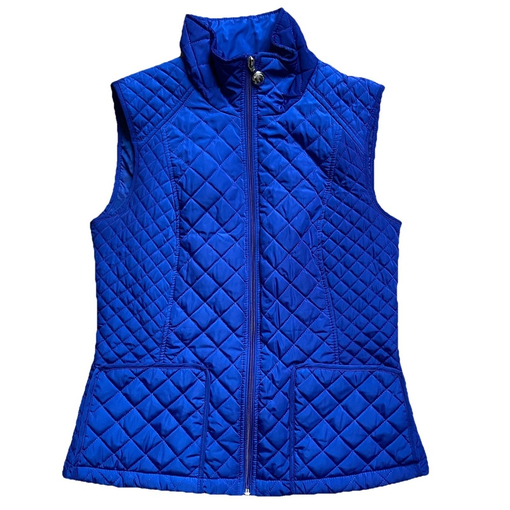 Calvin Klein Quilted Vest Women Size S Royal Blue Pockets Outdoor Travel